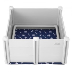 Koiran pentulaatikko PVC-muovi 98×98×46 cm irrotettavat paneelit kaiteet pissatyynyt mukana