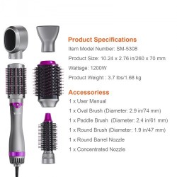 Hiustenkuivausharja viisi toimintoa keraaminen pinnoite ionitekniikka kolme harjapäätä kaksi suutinta