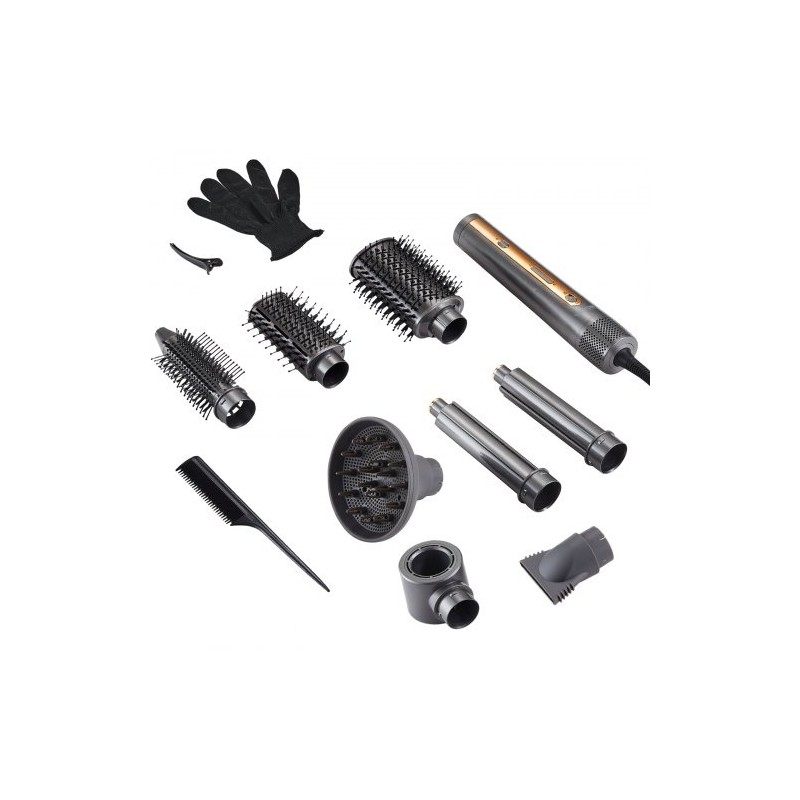 Muotoilu- ja kuivausharja 7-osainen 4 muotoiluharjaa 3 suulaketta 1600 wattia