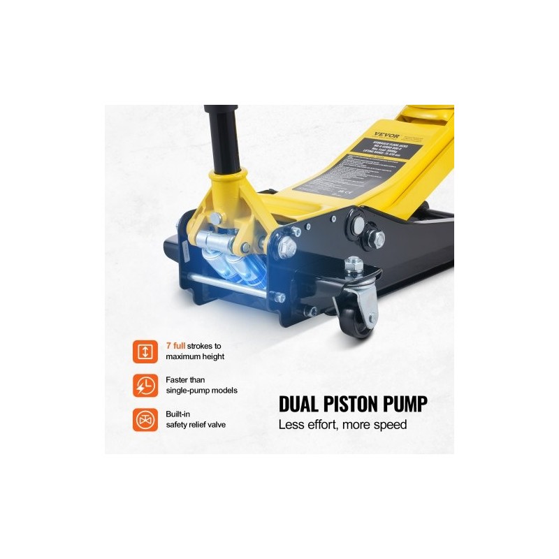 Matalaprofiilinen hydraulinen hallitunkki 1500 kg kaksoismäntä 75–470 mm rautarunko