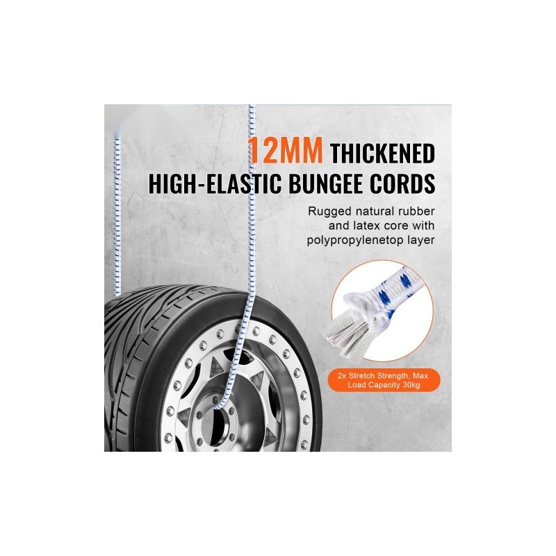 Joustavat kuormaköydet 6 kpl 1,8 m 12 mm teräskoukuilla retkeilyyn