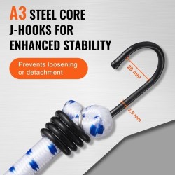 Joustavat kuormaköydet 6 kpl 1,8 m 12 mm teräskoukuilla retkeilyyn