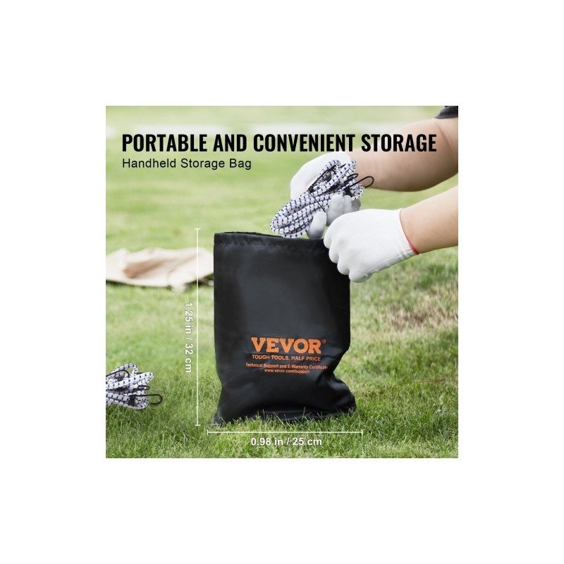 Joustavat kuormaköydet 6 kpl 1,8 m 12 mm teräskoukuilla retkeilyyn