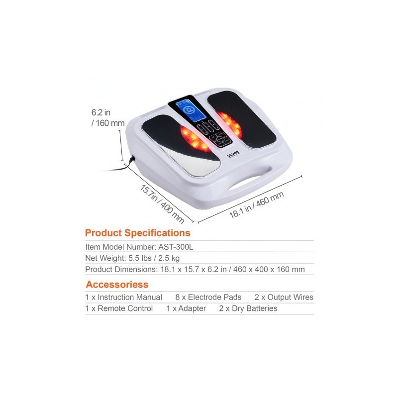 Sähköinen jalkojen verenkierron stimulaattori 3 lämpötilaa 25 tilaa 50 intensiteettiä