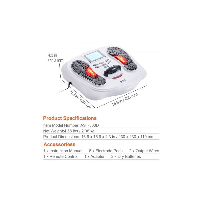 Jalkastimulaattori EMS ja TENS hierontarulla 25 tilaa 99 tasoa