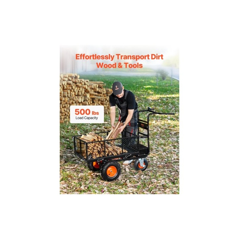 Sähkökäyttöinen teräskärry 226 kg kantavuus 36V 432Wh akku harjaton 500W moottori