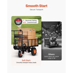 Sähkökäyttöinen teräskärry 226 kg kantavuus 36V 432Wh akku harjaton 500W moottori