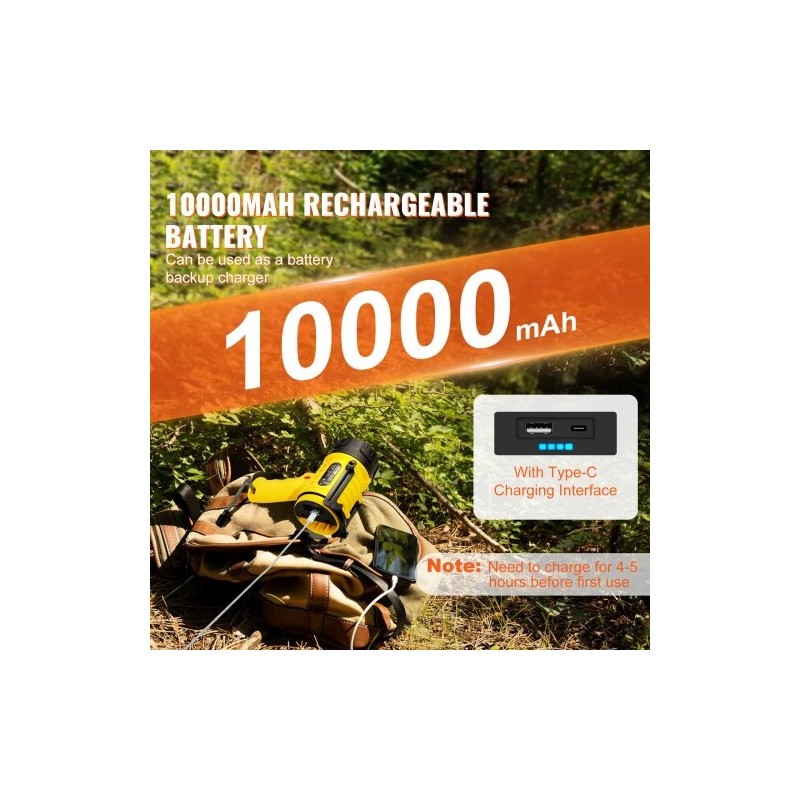 Ladattava käsivalaisin 1000000 lumenia IP67 10000 mAh 4 valaistustilaa irrotettavat värilinssit