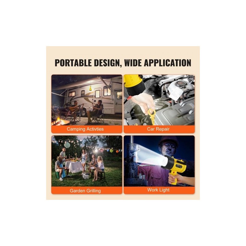 Ladattava käsivalaisin 1000000 lumenia IP67 10000 mAh 4 valaistustilaa irrotettavat värilinssit