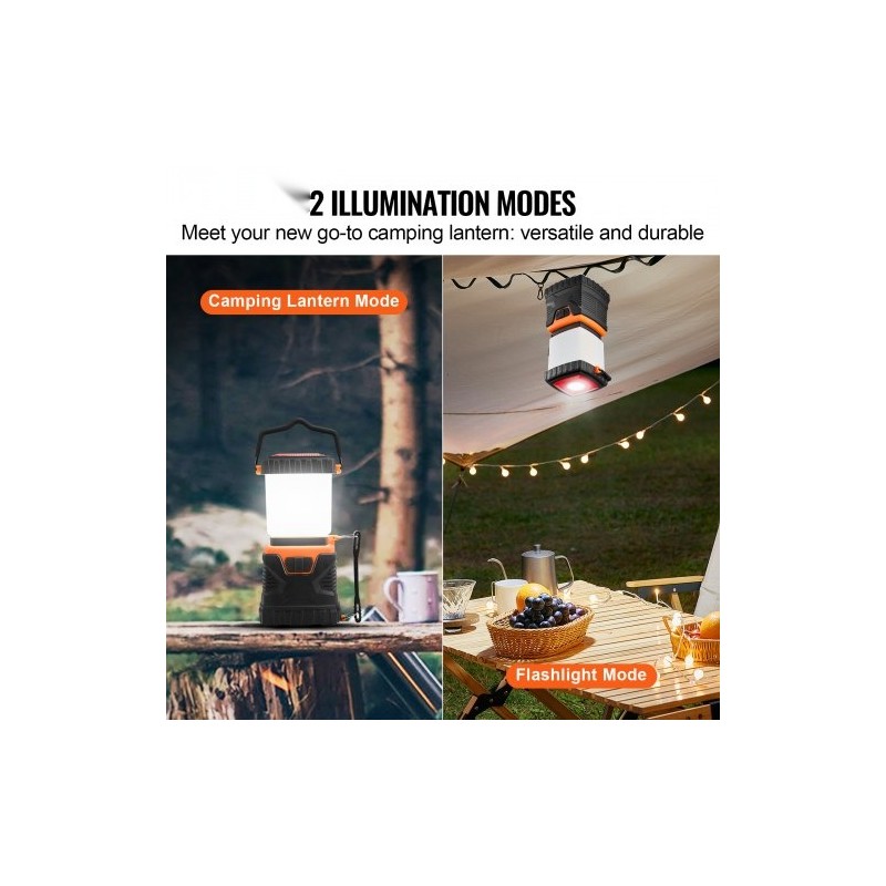 LED-retkilyhty 1000LM 360° valaistus ladattava 4400mAh akku USB-lataus 4 valaistustilaa