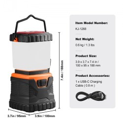 LED-retkilyhty 1000LM 360° valaistus ladattava 4400mAh akku USB-lataus 4 valaistustilaa