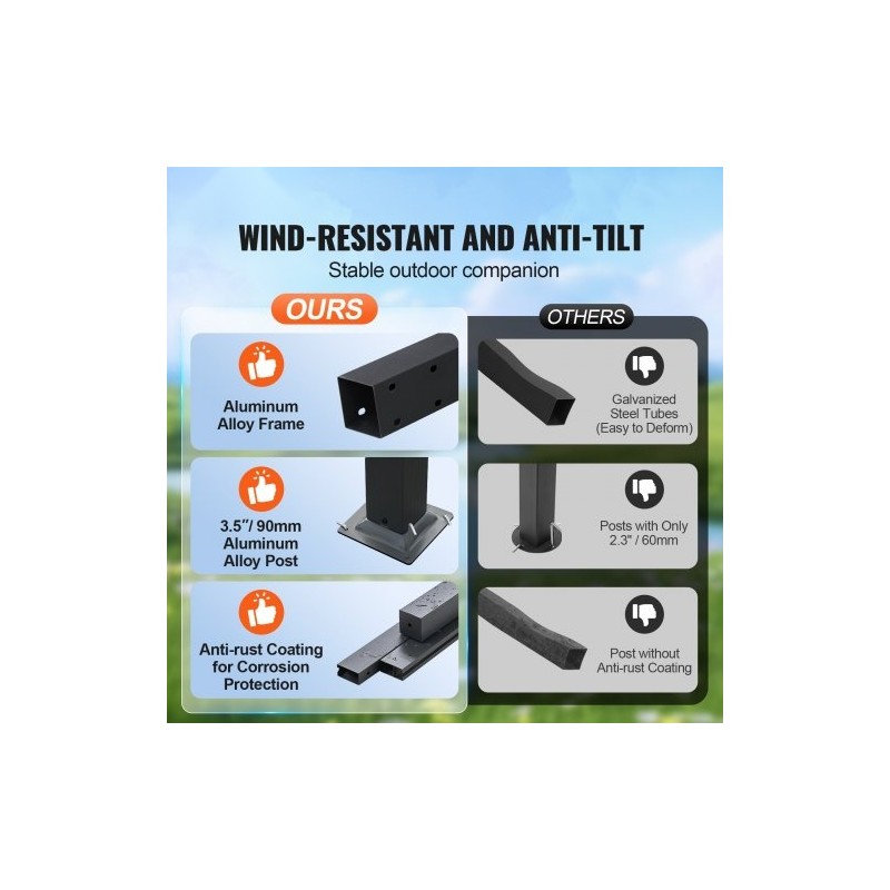 Alumiini- ja rautarunkoinen pergola 2,96 x 3,95 m liukuva katos UV50+-suojalla