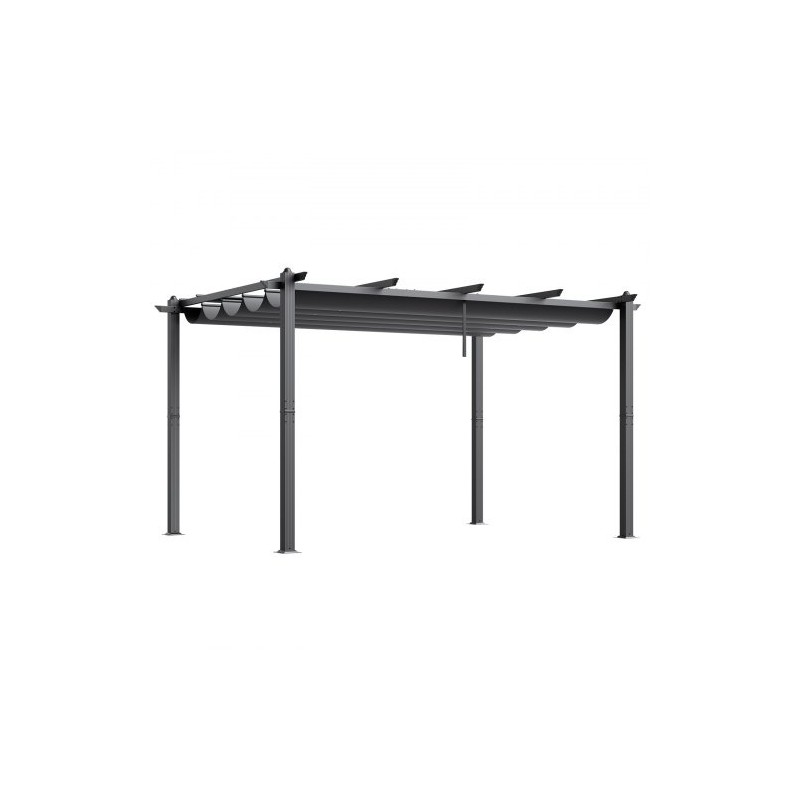 Alumiini- ja rautarunkoinen pergola 2,96 x 3,95 m liukuva katos UV50+-suojalla