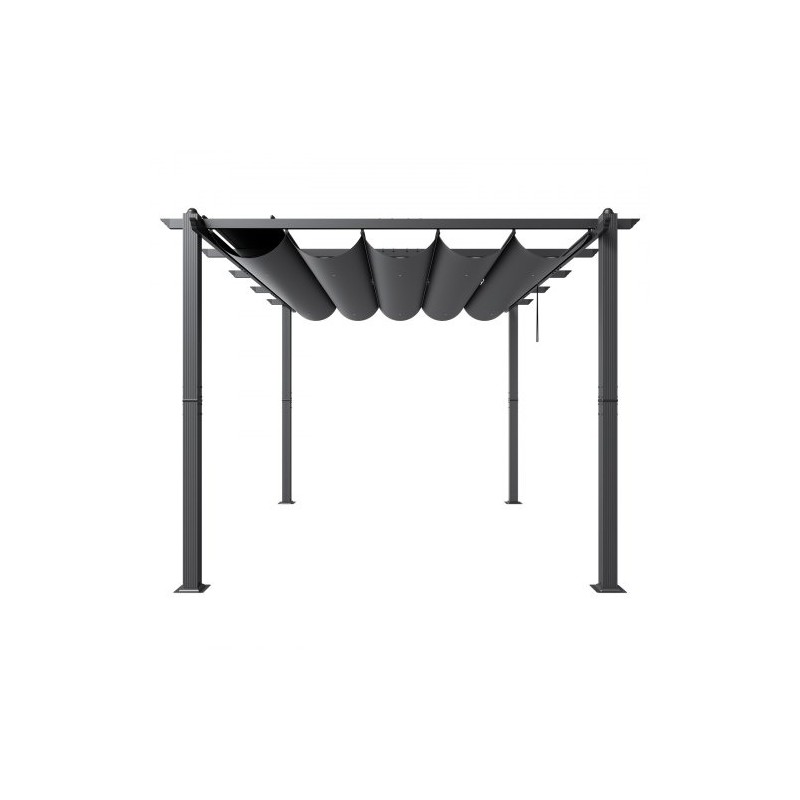 Alumiini- ja rautarunkoinen pergola 2,96 x 3,95 m liukuva katos UV50+-suojalla