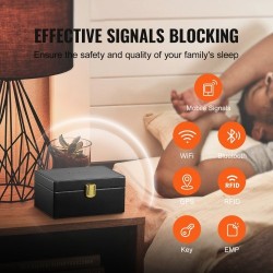 Signaalinsuojauslaatikko PU-nahkainen musta 150×115×74 mm estää WiFi Bluetooth GPS RFID 5G