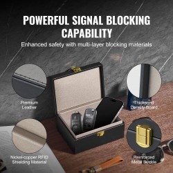 Signaalinsuojauslaatikko PU-nahkainen musta 150×115×74 mm estää WiFi Bluetooth GPS RFID 5G