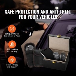 Signaalinsuojauslaatikko PU-nahka musta 160x130x93 mm 5–8 autonavainta avaimille ja puhelimille