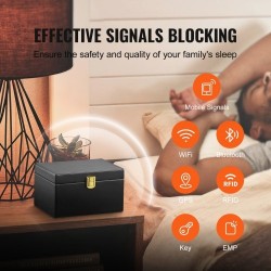 Signaalinsuojauslaatikko PU-nahka musta 160x130x93 mm 5–8 autonavainta avaimille ja puhelimille