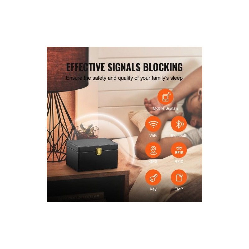 Signaalinsuojauslaatikko PU-nahka musta 160x130x93 mm 5–8 autonavainta avaimille ja puhelimille