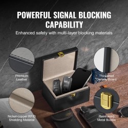 Signaalinsuojauslaatikko PU-nahka musta 160x130x93 mm 5–8 autonavainta avaimille ja puhelimille