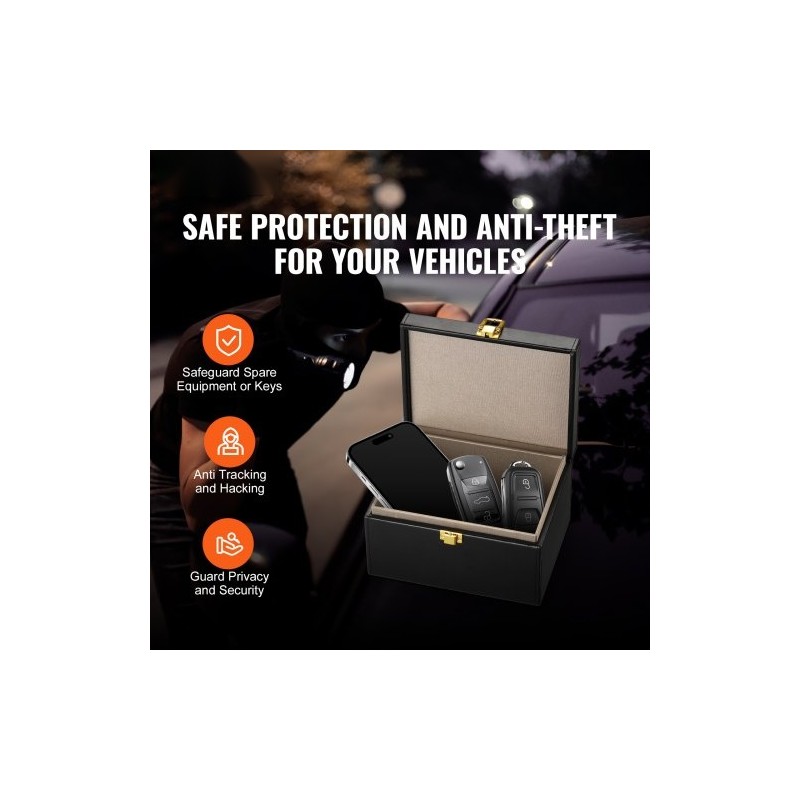 Faraday-laatikko PU-nahka musta 160×130×93 mm 5–8 avainta