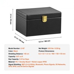 Faraday-laatikko PU-nahka musta 160×130×93 mm 5–8 avainta