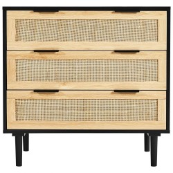 Rottinkilipasto luonnonrottinki MDF-runko 3 laatikkoa musta 800x760x400 mm