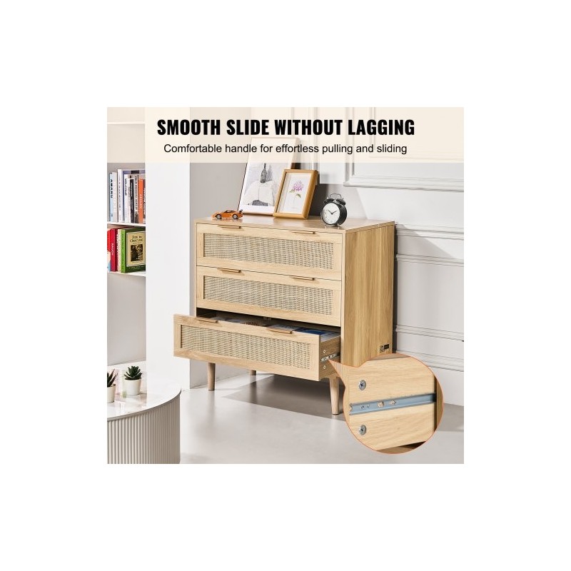 Rottinkilipasto 3 laatikkoa MDF runko luonnollinen puunsävy tukevat jalat