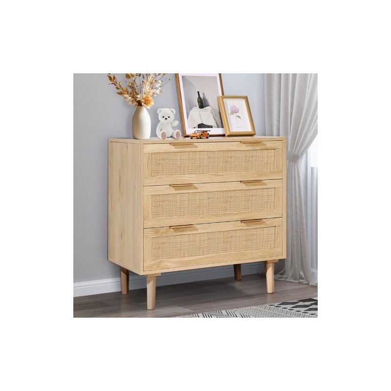 Rottinkilipasto 3 laatikkoa MDF runko luonnollinen puunsävy tukevat jalat