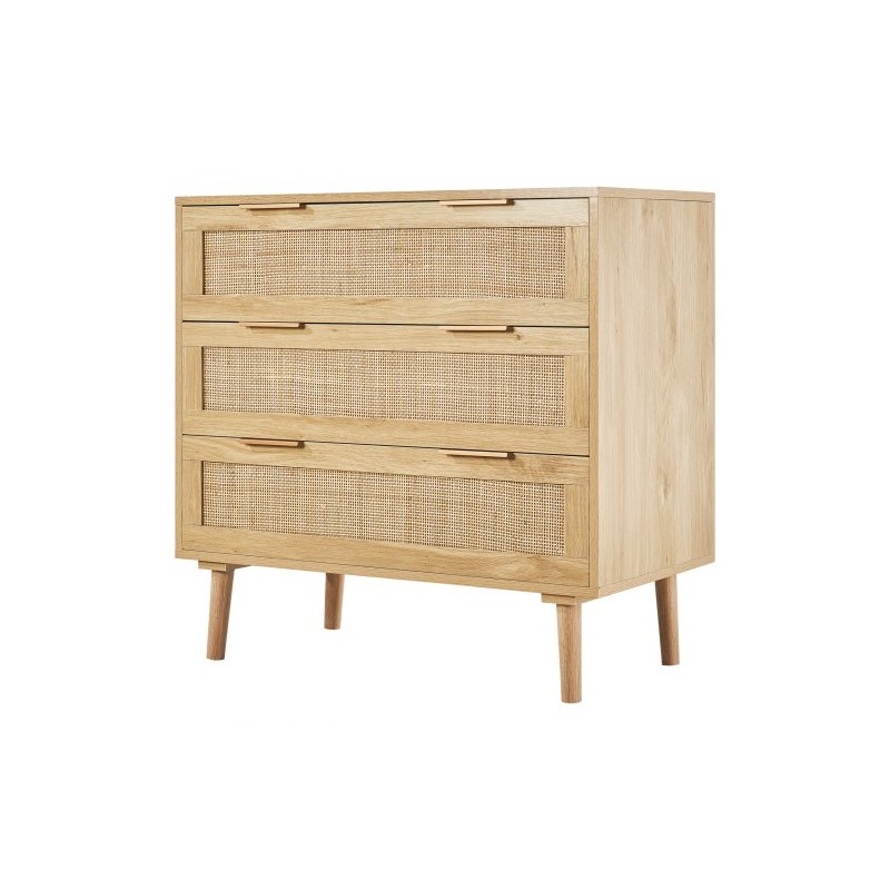 Rottinkilipasto 3 laatikkoa MDF runko luonnollinen puunsävy tukevat jalat