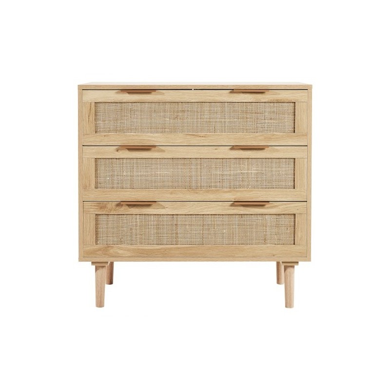 Rottinkilipasto 3 laatikkoa MDF runko luonnollinen puunsävy tukevat jalat