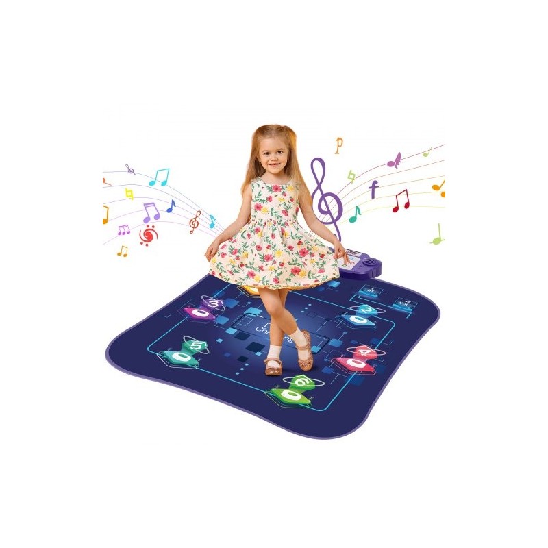 Elektroninen tanssimatto kuudella tanssipaikalla 5 pelitilaa LED-valot langaton musiikkiyhteys taitettava paristokäyttöinen