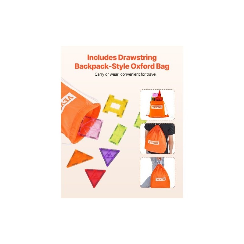 Magneettinen rakennuspalikkasetti 32 kpl ABS-muovi ferriittimagneetit oranssi säilytyspussi lapsille