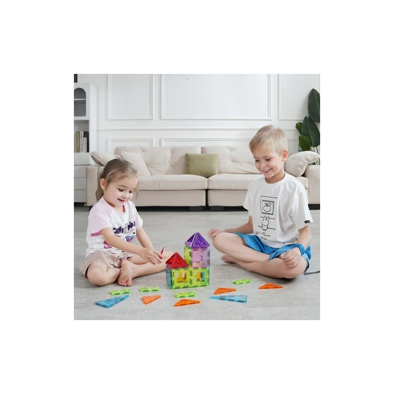 Magneettinen rakennuspalikkasetti 32 kpl ABS-muovi ferriittimagneetit oranssi säilytyspussi lapsille