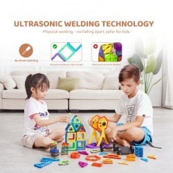 Magneettiset rakennuspalat 123 osaa ABS-muovista neodyymimagneetein pyöräosilla 5-vuotiaille