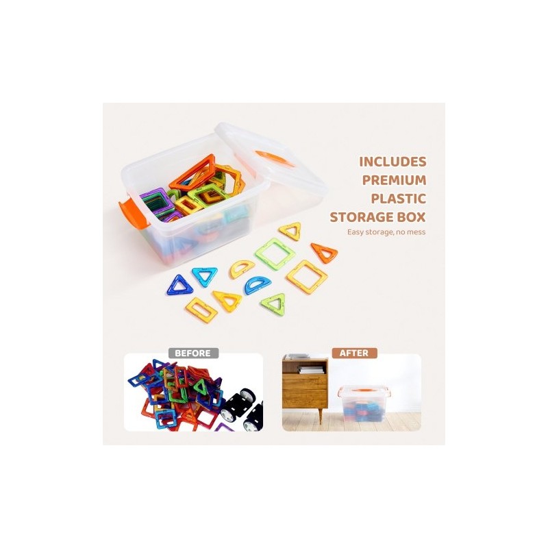 Magneettiset rakennuspalat 123 osaa ABS-muovista neodyymimagneetein pyöräosilla 5-vuotiaille