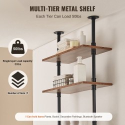 Seinään kiinnitettävä metallinen putkihylly 5 tasoa 610x250 mm teräsrunko