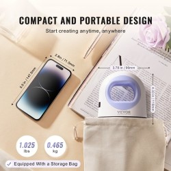 Pieni lämpöpuristin kompakti 3-tasoinen lämpötilansäätö automaattinen virrankatkaisu tekstiileille sinivalkoinen