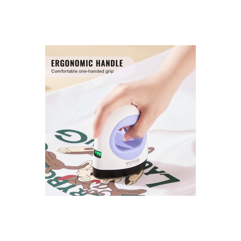 Pieni lämpöpuristin kompakti 3-tasoinen lämpötilansäätö automaattinen virrankatkaisu tekstiileille sinivalkoinen