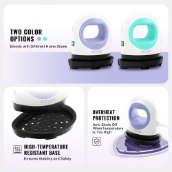 Pieni lämpöpuristin kompakti 3-tasoinen lämpötilansäätö automaattinen virrankatkaisu tekstiileille sinivalkoinen