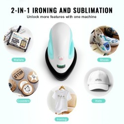 Mini kuumaprässi kompakti kolmitasoinen lämpötilansäätö automaattisammutus T-paitoihin lippiksiin lasinaluksiin vihreä valkoinen