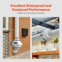 Radonpoistopuhaltimen asennussarja ABS-runko 148–114 mm, 380 CFM, 2 liitintä