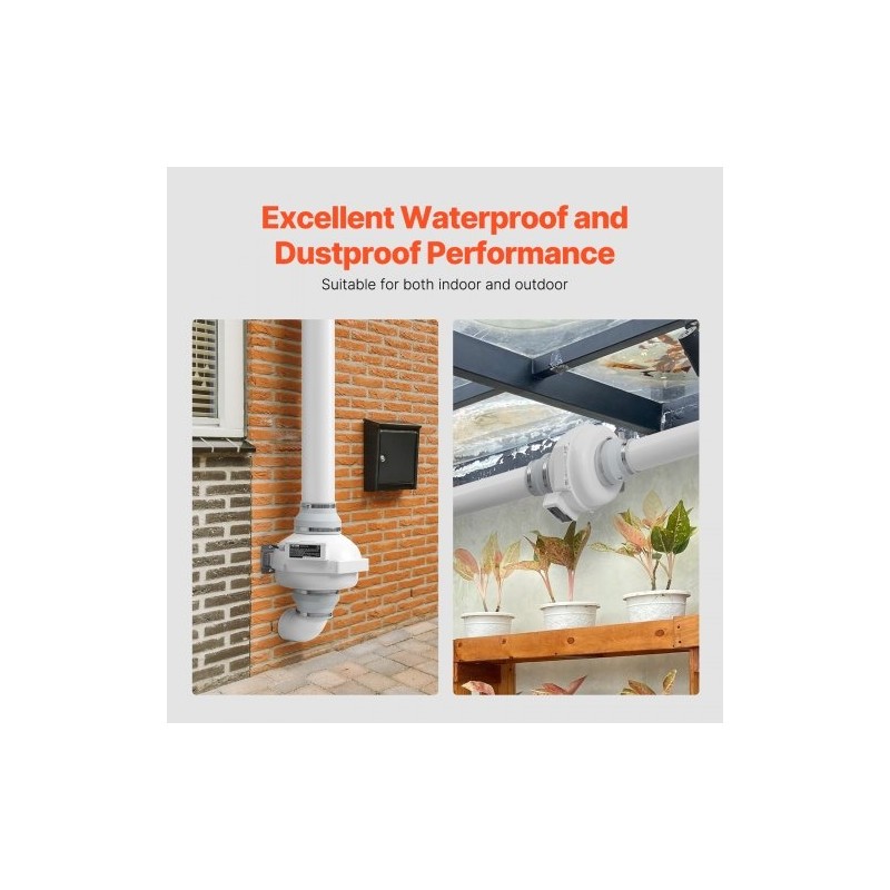 Radonpoistopuhaltimen asennussarja ABS-runko 148–114 mm, 380 CFM, 2 liitintä