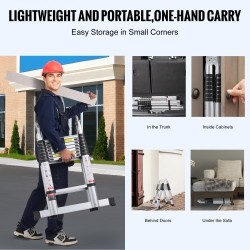 Teleskooppitikas alumiininen 5 m 170 kg kantavuus A-mallinen ja suoraksi jatkettava