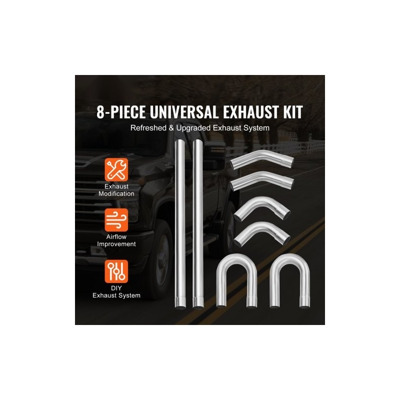 Pakoputkisetti 8-osainen yleismallinen galvanoitua vähähiilistä terästä liukuliitoksilla suurihalkaisijaiset putket