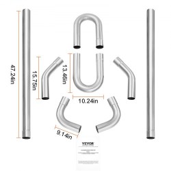 Pakoputkisetti 8-osainen yleismallinen galvanoitua vähähiilistä terästä liukuliitoksilla suurihalkaisijaiset putket