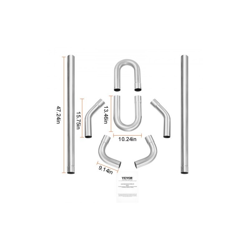 Pakoputkisetti 8-osainen yleismallinen galvanoitua vähähiilistä terästä liukuliitoksilla suurihalkaisijaiset putket