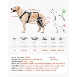 Koiran polvituki neopreeni XL vasemmalle takajalalle saranoitu stabilisaattori heijastavilla reunuksilla