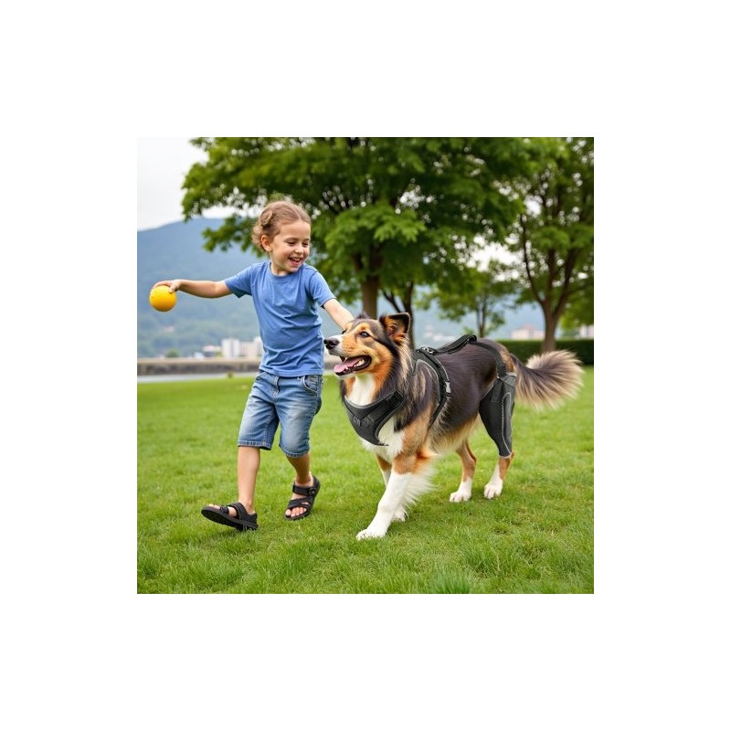 Koiran polvituki neopreeni XL vasemmalle takajalalle saranoitu stabilisaattori heijastavilla reunuksilla