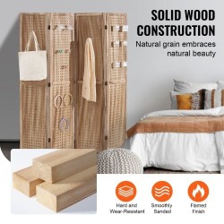 Neliosainen puinen tilanjakaja paulownia ja MDF 170 cm korkea reikälevypinta sisäkäyttöön